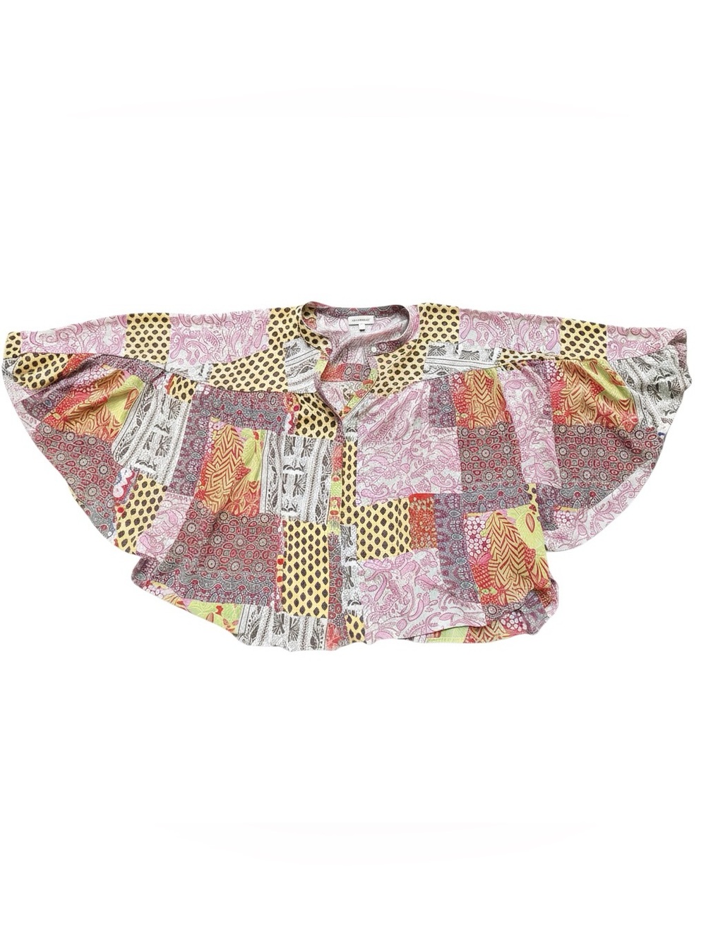 Boho Patchwork Chiffon Blouse Prairie Folk Hippie Festival Cottagecore size S